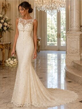 Sherri Hill Ivory Beaded Lace Formal Gown Bridal Pageant NWT Size 0